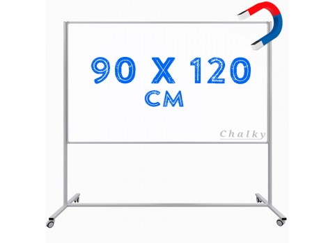 Chalky Mobil Tekerlekli Tek Tarafli Manyetik Beyaz Yazı Tahtası 90x120 cm